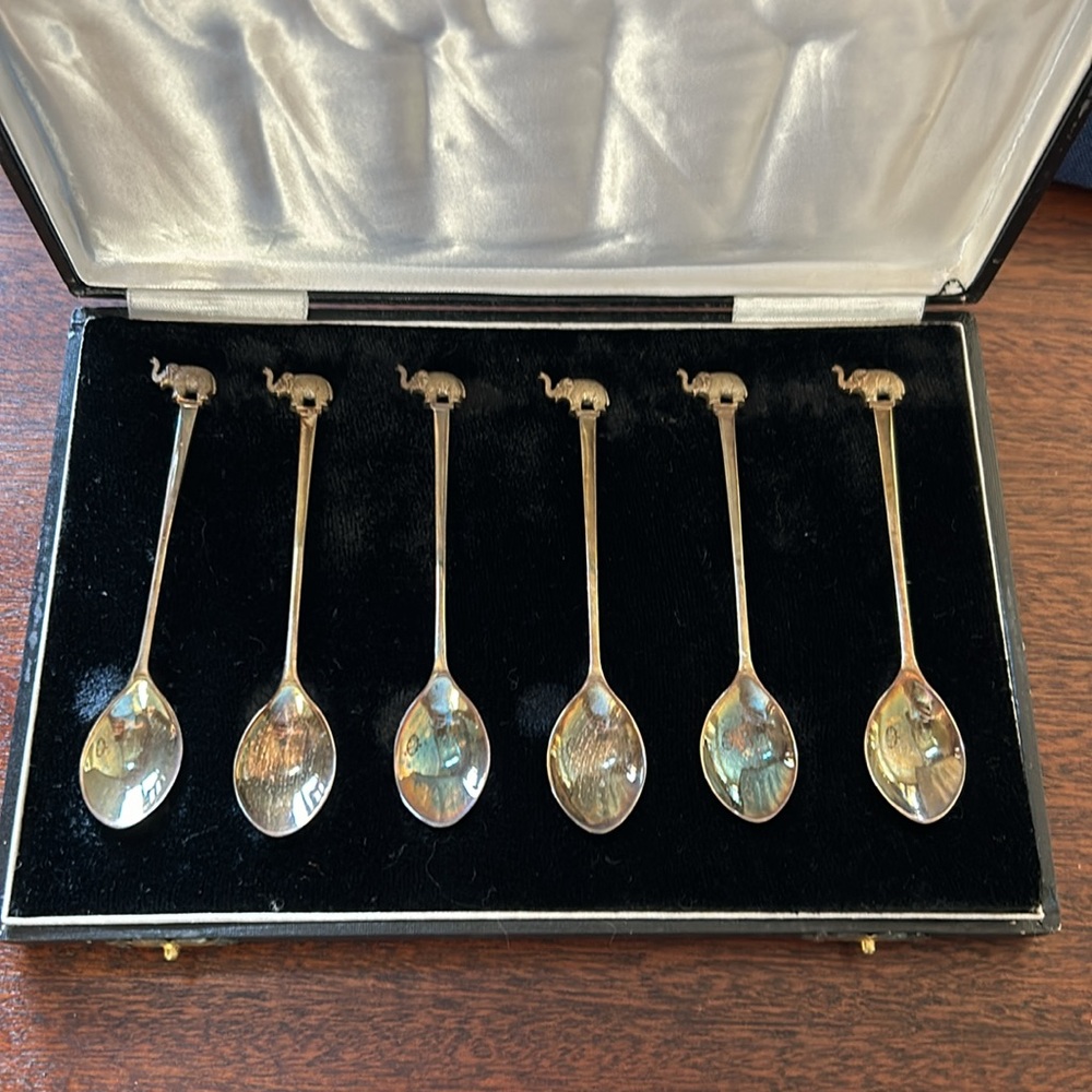 Set of Six Spoons in Case. Vintage